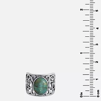 Womens 4.5MM Enhanced Blue Turquoise Sterling Silver Band