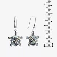 Turtle Womens Genuine Abalone Sterling Silver Drop Earrings