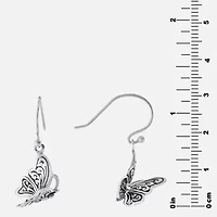 Bali Inspired Womens Sterling Silver Butterfly Drop Earrings
