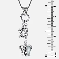 Bali Inspired Womens Genuine White Mother Of Pearl Sterling Silver 16 Inch Pendant Necklace