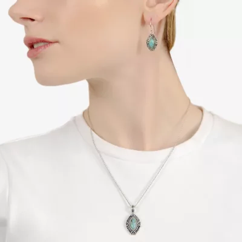 Womens Enhanced Blue Turquoise Sterling Silver -pc. Jewelry Set