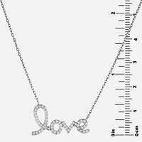 DiamonArt® "Love" Womens White Cubic Zirconia Sterling Silver Pendant Necklace