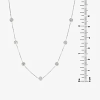 Sterling Silver Crystal Beaded Station Necklace 