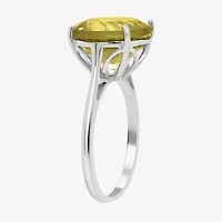 Limited Quantities! Womens Genuine Green Quartz Sterling Silver Round Cocktail Ring