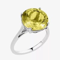 Limited Quantities! Womens Genuine Green Quartz Sterling Silver Round Cocktail Ring