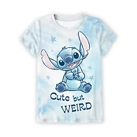 Disney Collection Little & Big Kid Girls Crew Neck Short Sleeve Regular Fit Lilo Stitch Graphic T-Shirt