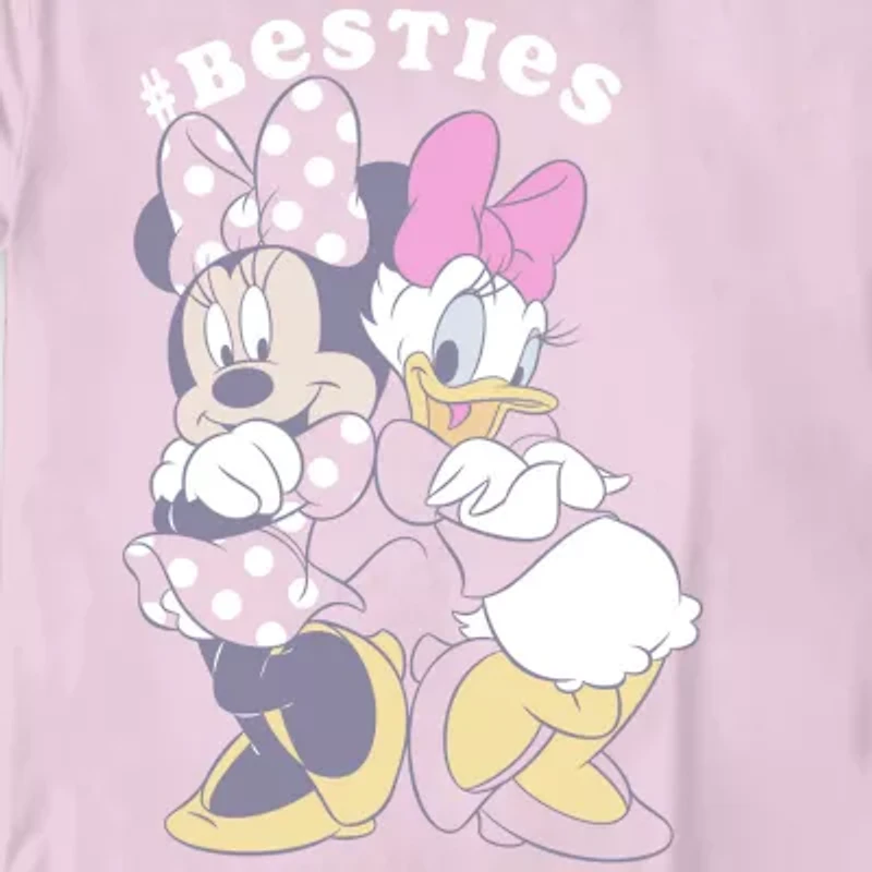 Disney Collection Little & Big Kid Girls Crew Neck Short Sleeve Regular Fit Daisy Duck Minnie Mouse Graphic T-Shirt