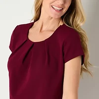 Liz Claiborne Adaptive Texture Tee Womens Easy-on + Easy-off Round Neck Short Sleeve Blouse