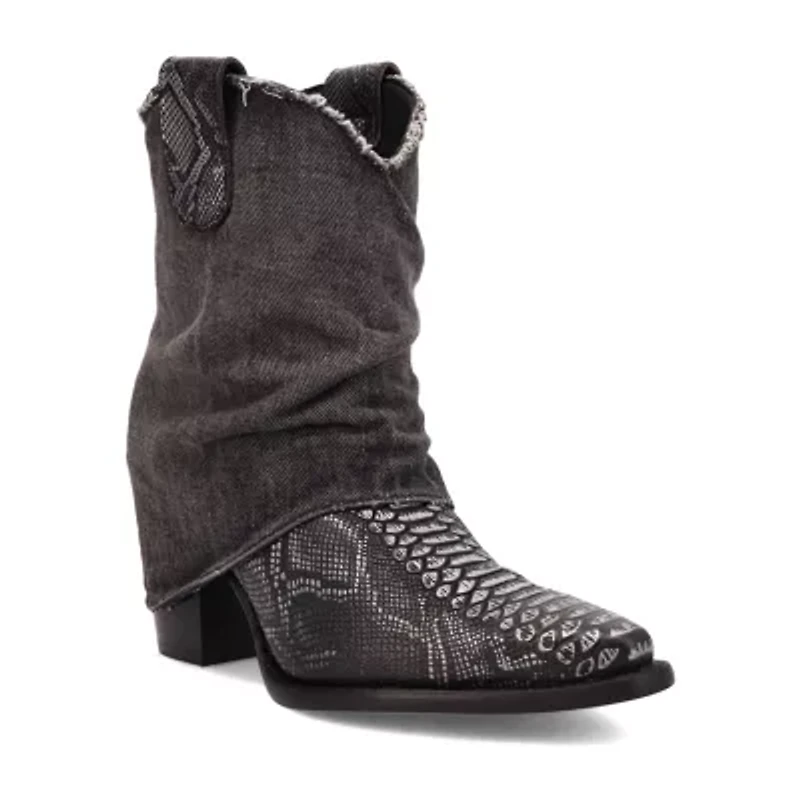 Dingo Womens Denim Dream Block Heel Cowboy Boots