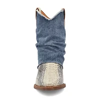Dingo Womens Denim Dream Block Heel Cowboy Boots