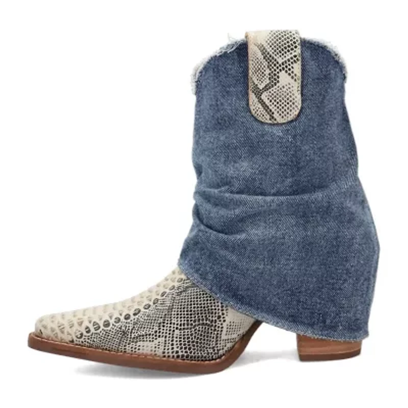 Dingo Womens Denim Dream Block Heel Cowboy Boots