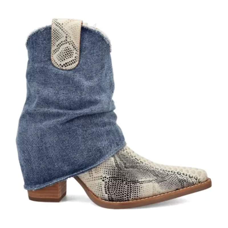 Dingo Womens Denim Dream Block Heel Cowboy Boots