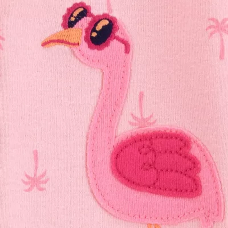 Carter's Toddler Girls Footed Rib Crew Neck Long Sleeve One Piece Pajama