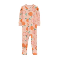 Carter's Toddler Girls Footed Rib Crew Neck Long Sleeve One Piece Pajama