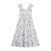 Byer California Big Kid Girls Sleeveless Flutter Sleeve Floral Maxi Dress