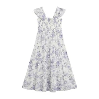 Byer California Big Kid Girls Sleeveless Flutter Sleeve Floral Maxi Dress
