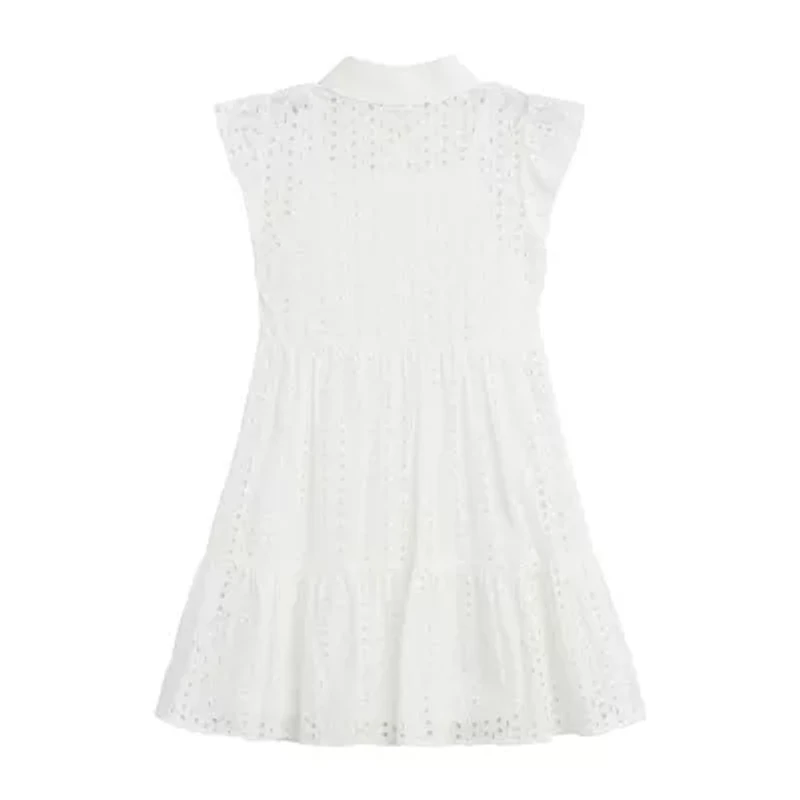 Byer California Big Kid Girls Short Sleeve Flutter Floral Shirt Dress