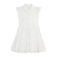 Byer California Big Kid Girls Short Sleeve Flutter Floral Shirt Dress
