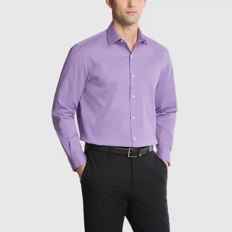 Van Heusen Everyday Defense Stain Shield Mens Regular Fit Stretch Fabric Wrinkle Free Long Sleeve Dress Shirt