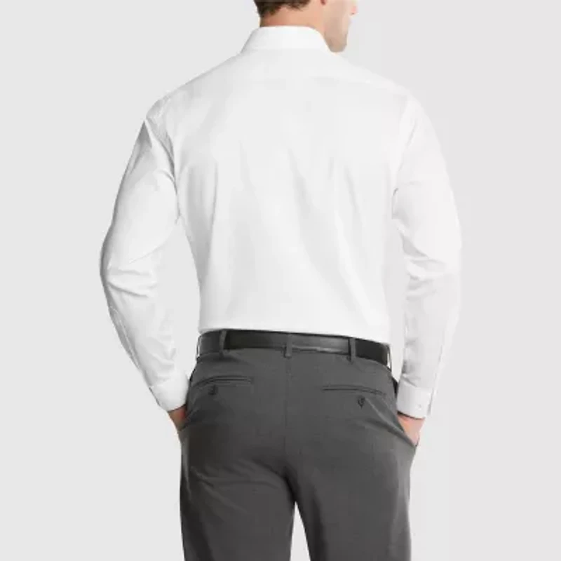 Van Heusen Fitted Everyday Defense Stain Shield Mens Modern Fit Stretch Fabric Wrinkle Free Long Sleeve Dress Shirt