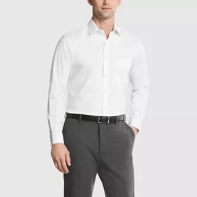 Van Heusen Fitted Everyday Defense Stain Shield Mens Modern Fit Stretch Fabric Wrinkle Free Long Sleeve Dress Shirt