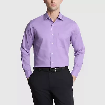 Van Heusen Fitted Everyday Defense Stain Shield Mens Modern Fit Stretch Fabric Wrinkle Free Long Sleeve Dress Shirt
