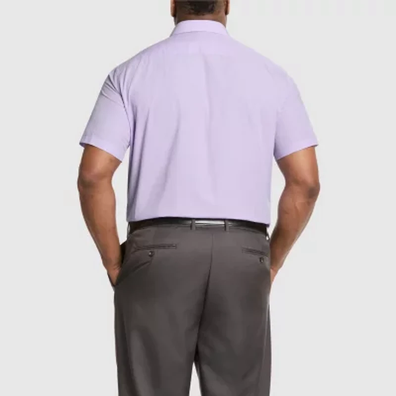 Van Heusen Short Sleeve Poplin Mens Big & Tall Classic Fit Wrinkle Free Short Sleeve Plaid Dress Shirt