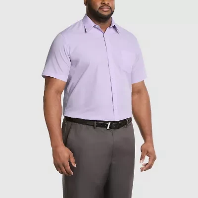 Van Heusen Short Sleeve Poplin Mens Big & Tall Classic Fit Wrinkle Free Short Sleeve Plaid Dress Shirt