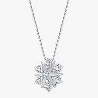 (G/Si2) Womens 1/2 CT. T.W. Lab Grown White Diamond 10K Gold Sunburst 18 Inch Pendant Necklace