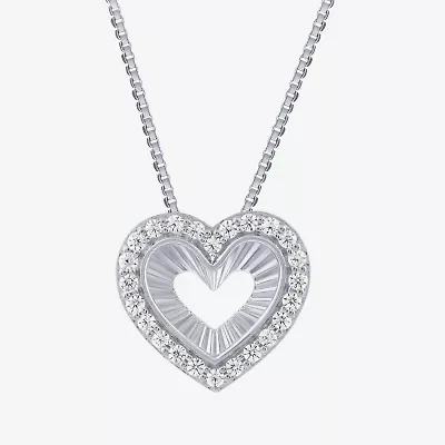(G/Si2) Womens 1/4 CT. T.W. Lab Grown White Diamond 10K Gold Heart 18 Inch Pendant Necklace