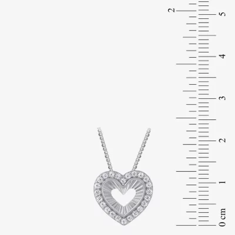 (G/Si2) Womens 1/4 CT. T.W. Lab Grown White Diamond 10K Gold Heart 18 Inch Pendant Necklace