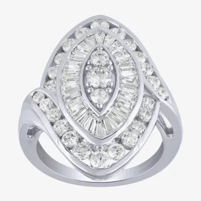 G/Si2) Womens CT. T.W. Lab Grown White Diamond 10K Gold Marquise Cocktail Ring