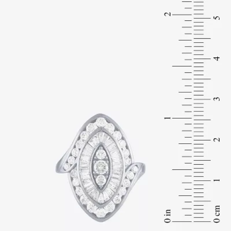 G/Si2) Womens CT. T.W. Lab Grown White Diamond 10K Gold Marquise Cocktail Ring