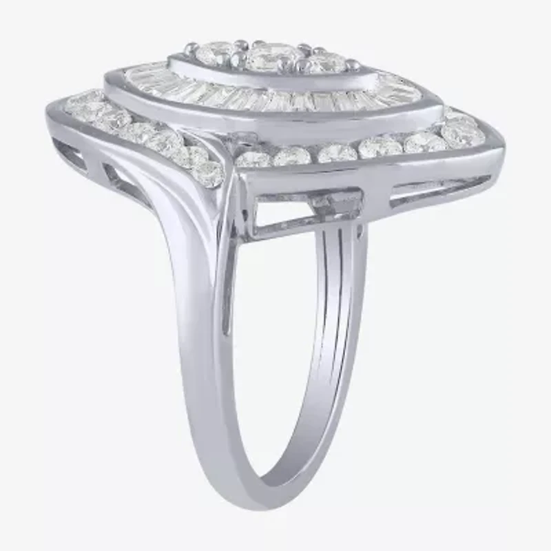 G/Si2) Womens CT. T.W. Lab Grown White Diamond 10K Gold Marquise Cocktail Ring