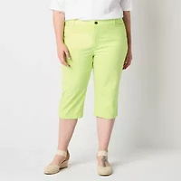 St. John's Bay Womens Plus Straight Mid Rise Capri Pant