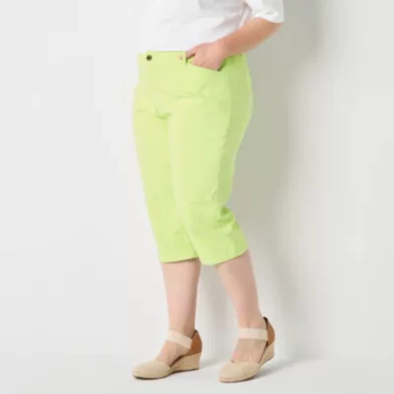 St. John's Bay Womens Plus Straight Mid Rise Capri Pant