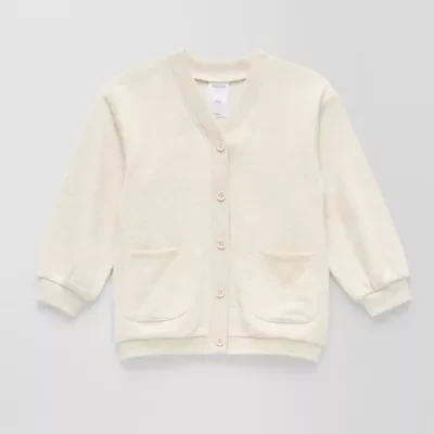 Okie Dokie Toddler & Little Girls Crew Neck Long Sleeve Button Cardigan