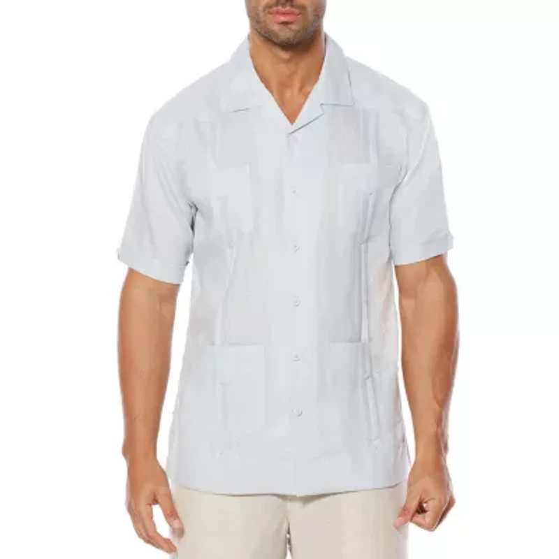Cubavera Four-Pocket Mini Pintuck Mens Short Sleeve Regular Fit Button-Down Shirt