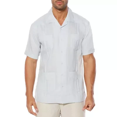 Cubavera Four-Pocket Mini Pintuck Mens Short Sleeve Cuffed Sleeve Regular Fit Button-Down Shirt