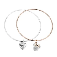 Disney Classics Womens Cubic Zirconia Stainless Steel Heart Minnie Mouse Bangle Bracelet