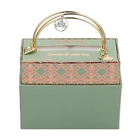 Disney Classics Gold Plate Over Brass Womens Stainless Steel Crown Heart Keys Princess Bangle Bracelet