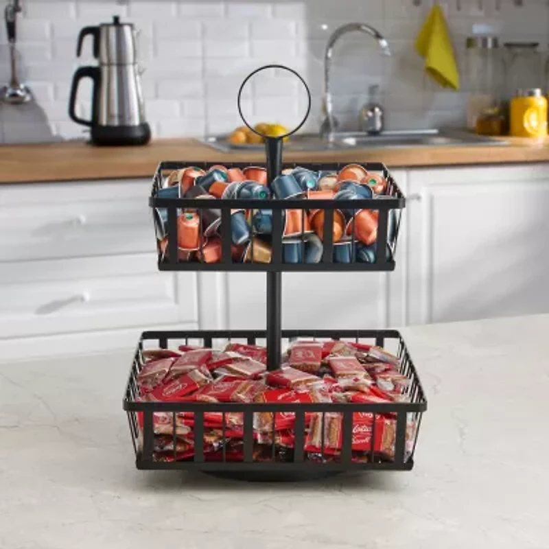Gourmet Basics by Mikasa Rotating 2-Tier Stripe Basket