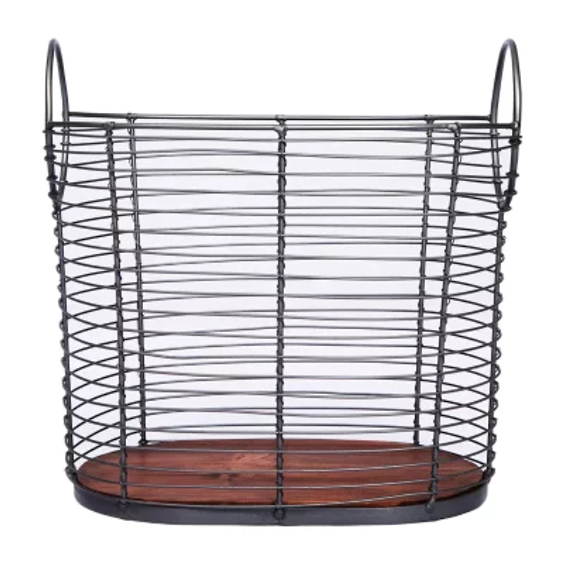 Baum Black Wire Basket with Wood Bottom