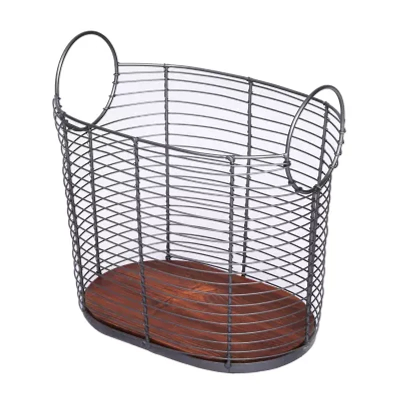 Baum Black Wire Basket with Wood Bottom