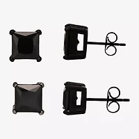Shaquille O'Neal XLG Mens Black Cubic Zirconia Stainless Steel 2 Pair Earring Set