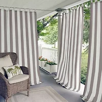 Elrene Home Fashions Highland Stripe Uv 50+ Tab Top Light-Filtering Single Outdoor Curtain Panel