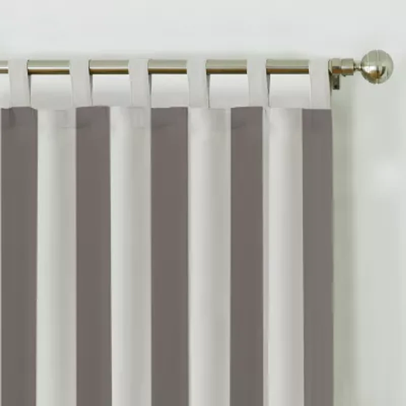 Elrene Home Fashions Highland Stripe Uv 50+ Tab Top Light-Filtering Single Outdoor Curtain Panel