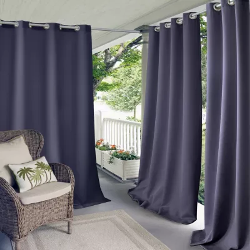 Elrene Home Fashions Connor Grommet Top Light-Filtering Single Outdoor Curtain Panel