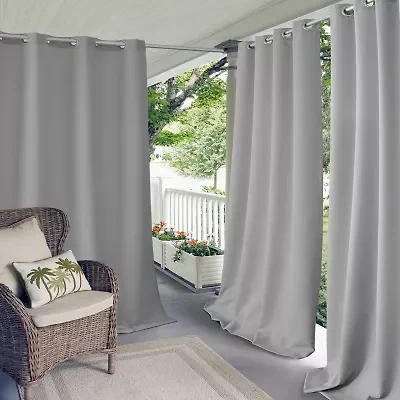 Elrene Home Fashions Connor Grommet Top Light-Filtering Single Outdoor Curtain Panel
