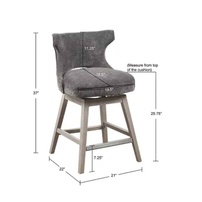 Madison Park Janet Counter Height Upholstered Swivel Bar Stool